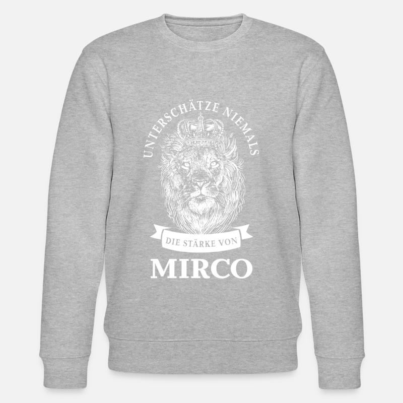 Mirco Geschenk Name Löwe - Stanley/Stella Unisex Bio-Sweatshirt CHANGER  - Grau meliert