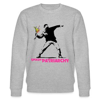 Street Art Graffiti - Smash Patriarchy - Sweat bio CHANGER Stanley/Stella Unisexe - gris chiné - Devant - Nik (191cm) & Marisol (170cm)