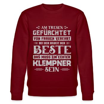 Heizungsbauer Heizungsbau Heizungsinstallateur - Stanley/Stella Unisex Bio-Sweatshirt CHANGER  - Burgunderrot - Vorne - Nik (191cm) & Marisol (170cm)