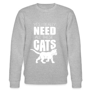 Katzenliebhaber Katzen Haustierbesitzer Miauen Kät - Stanley/Stella Unisex Bio-Sweatshirt CHANGER  - Grau meliert - Vorne - Nik (191cm) & Marisol (170cm)
