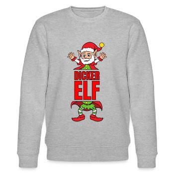 Dicker Elf Partnerlook Weihnachtself - Stanley/Stella Unisex Bio-Sweatshirt CHANGER  - Grau meliert - Vorne - Nik (191cm) & Marisol (170cm)