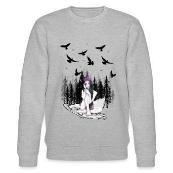 Fantasy Waldbewohner Natur Märchen nackte Vögel - Stanley/Stella Unisex Bio-Sweatshirt CHANGER  - Grau meliert - Vorne - Nik (191cm) & Marisol (170cm)