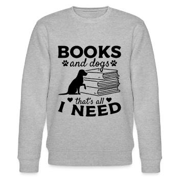 Bücher und Hunde Das ist alles I Need I Read Book - Stanley/Stella Unisex Bio-Sweatshirt CHANGER  - Grau meliert - Vorne - Nik (191cm) & Marisol (170cm)