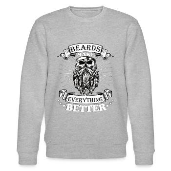 Beards make everything better - Stanley/Stella CHANGER Unisex Organic Sweatshirt - heather grey - Front - Nik (191cm) & Marisol (170cm)