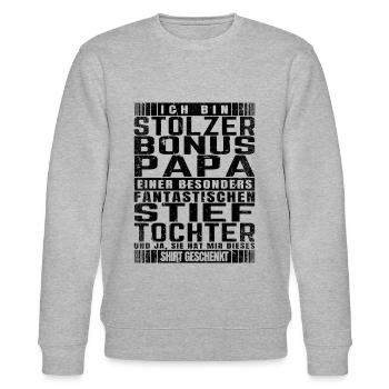 Stolzer Bonus Papa mit Stieftochter für Vatertag - Stanley/Stella Unisex Bio-Sweatshirt CHANGER  - Grau meliert - Vorne - Nik (191cm) & Marisol (170cm)