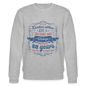 Vintage Legendary - Aged perfectly 58th birthday - Stanley/Stella CHANGER Unisex Organic Sweatshirt - heather grey - Front - Nik (191cm) & Marisol (170cm)