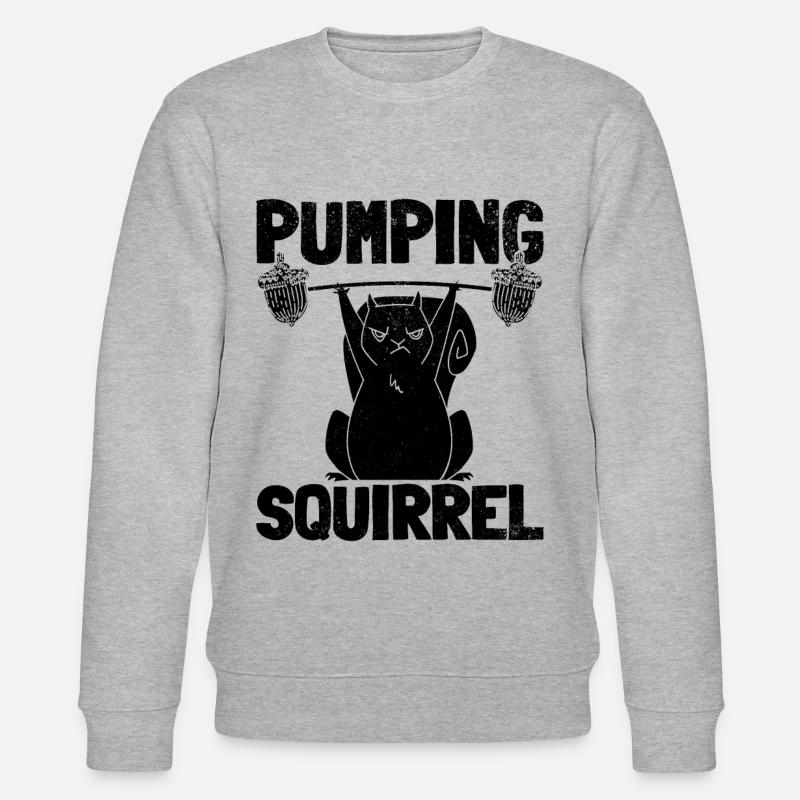 Squirrel Powerlifting Squirrel - Stanley/Stella CHANGER Unisex Organic Sweatshirt - heather grey