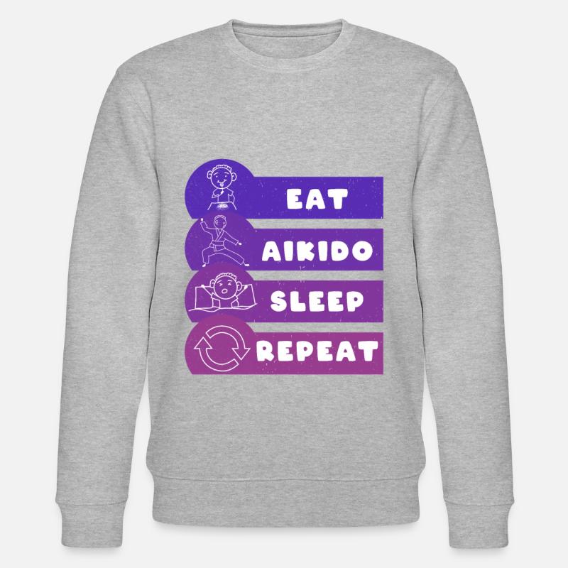 Eat Aikido Sleep Repeat - Stanley/Stella Unisex Bio-Sweatshirt CHANGER  - Grau meliert