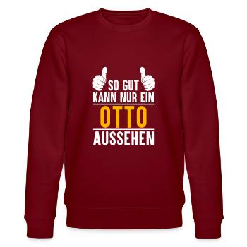 Otto Vorname Name Geschenk - Stanley/Stella Unisex Bio-Sweatshirt CHANGER  - Burgunderrot - Vorne - Nik (191cm) & Marisol (170cm)
