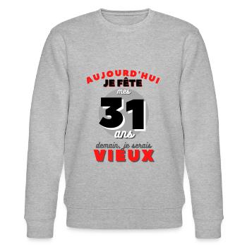 Cadeau Homme anniversaire 31 ans - Sweat bio CHANGER Stanley/Stella Unisexe - gris chiné - Devant - Nik (191cm) & Marisol (170cm)