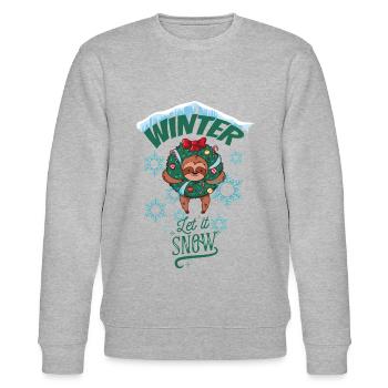 Faultier Weihnachten Winter T-Shirt - Stanley/Stella Unisex Bio-Sweatshirt CHANGER  - Grau meliert - Vorne - Nik (191cm) & Marisol (170cm)