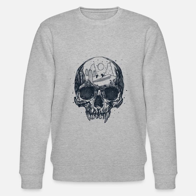 Space Skull Desert Esoteric Cosmos - Stanley/Stella CHANGER Unisex Organic Sweatshirt - heather grey