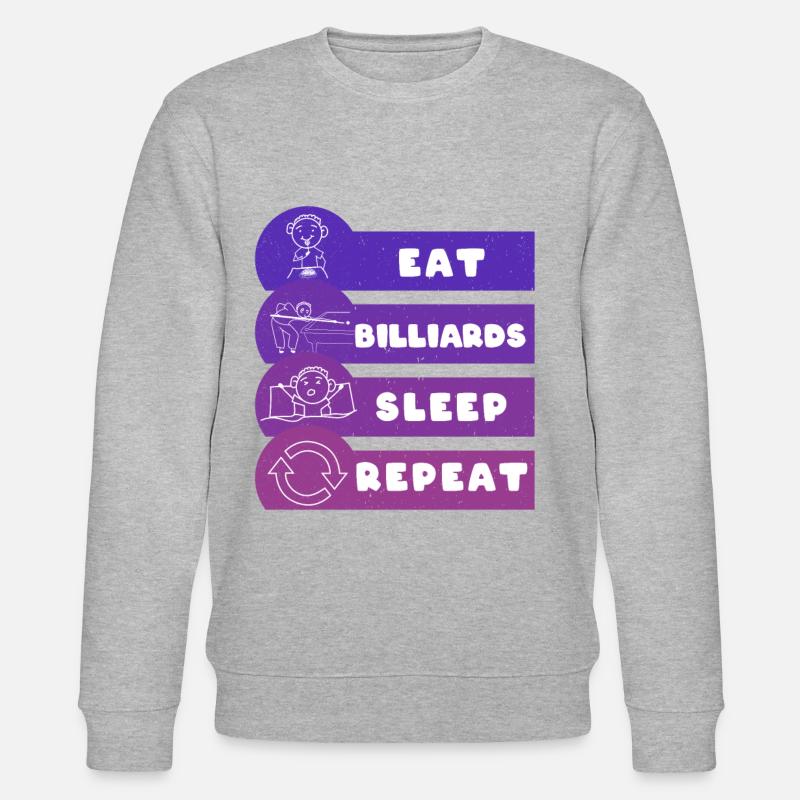 Eat Billard Sleep Repeat - Stanley/Stella Unisex Bio-Sweatshirt CHANGER  - Grau meliert