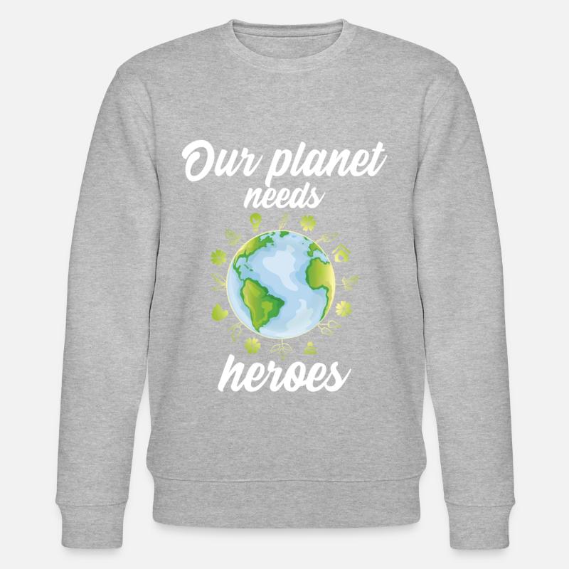 Our planet needs heroes - Stanley/Stella Unisex Bio-Sweatshirt CHANGER - Grau meliert