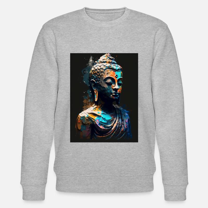Abstrakte Buddha-Statue - Stanley/Stella Unisex Bio-Sweatshirt CHANGER  - Grau meliert