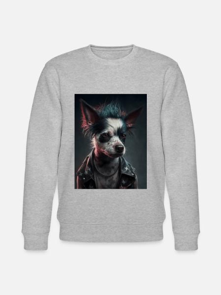 Rebel Punk Dog - Stanley/Stella CHANGER Unisex Organic Sweatshirt - heather grey