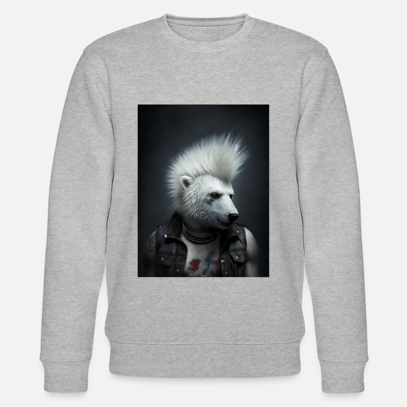 Cooler Punk Eisbär - Stanley/Stella Unisex Bio-Sweatshirt CHANGER  - Grau meliert