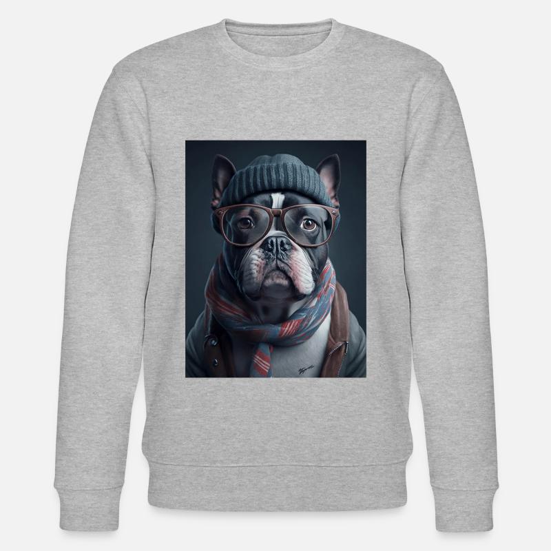 Cooler Hipster-Hund - Stanley/Stella Unisex Bio-Sweatshirt CHANGER  - Grau meliert