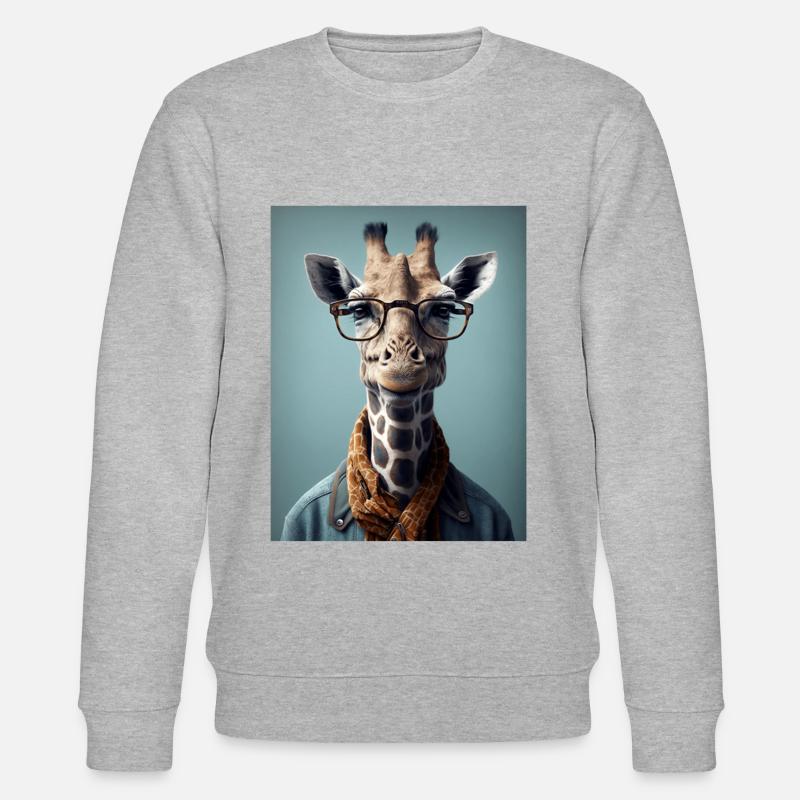 Cool Hipster Giraffe - Stanley/Stella CHANGER Unisex Organic Sweatshirt - heather grey