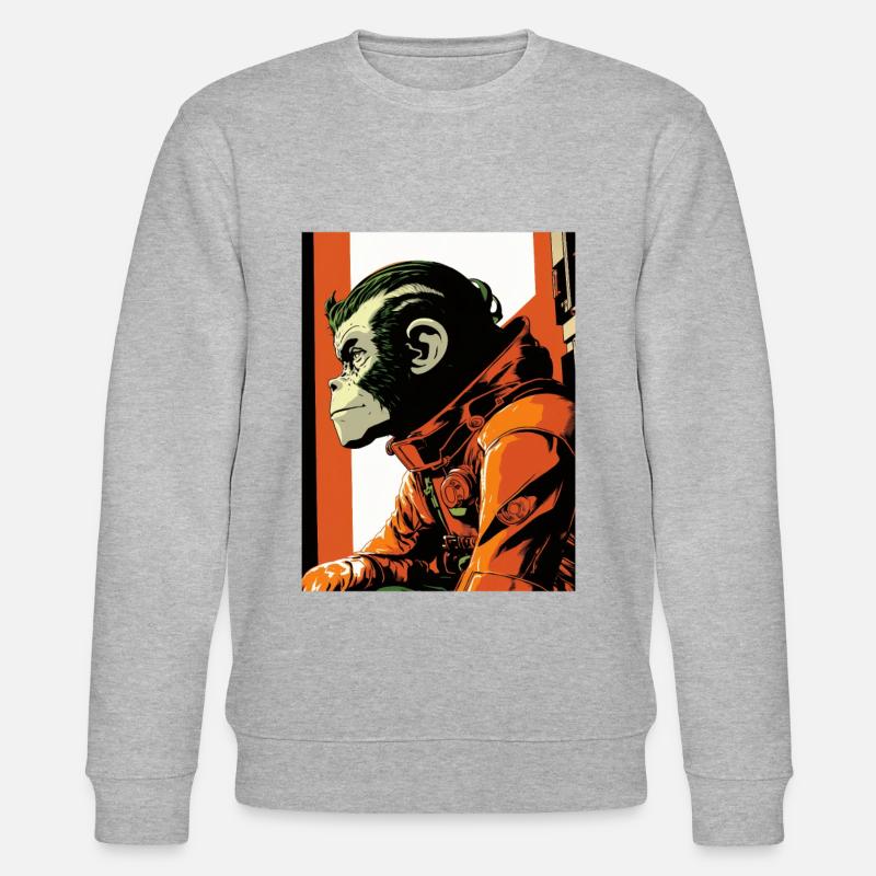 Affe Astronaut Pop Art - Stanley/Stella Unisex Bio-Sweatshirt CHANGER  - Grau meliert