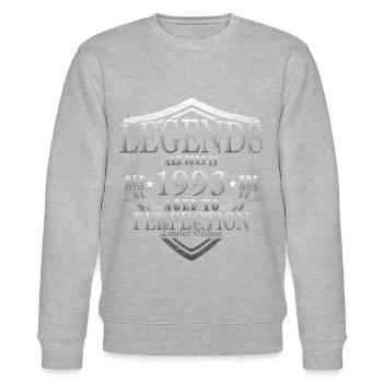 1993 | Vintage Legend since 1993 Birthday - Stanley/Stella CHANGER Unisex Organic Sweatshirt - heather grey - Front - Nik (191cm) & Marisol (170cm)