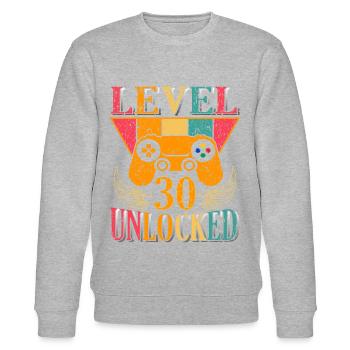 Spieler Level 30 Jubiläum Spieler 30 Jahre - Stanley/Stella Unisex Bio-Sweatshirt CHANGER  - Grau meliert - Vorne - Nik (191cm) & Marisol (170cm)