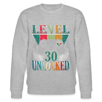 Level 30 komplett Geschenk 30 Jahre Geburtstag - Stanley/Stella Unisex Bio-Sweatshirt CHANGER  - Grau meliert - Vorne - Nik (191cm) & Marisol (170cm)