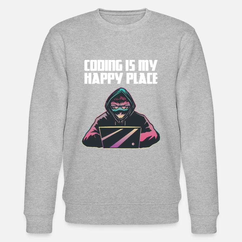 Coding is my happy place - Stanley/Stella Unisex Bio-Sweatshirt CHANGER  - Grau meliert