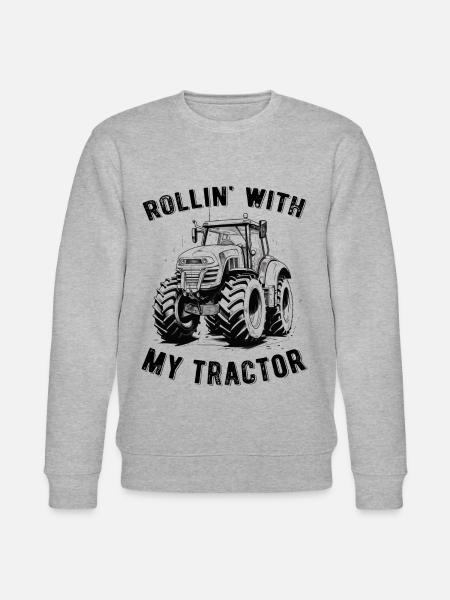 Rollin' med min traktor traktor landmand gave - Stanley/Stella økologisk unisex-sweatshirt CHANGER  - grå meleret