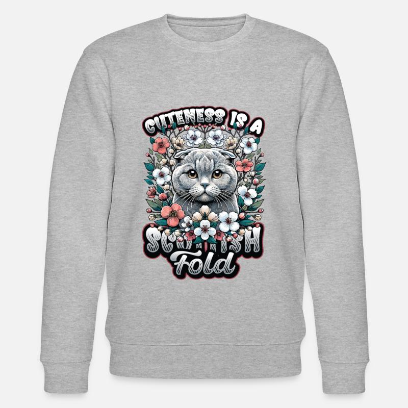 Süßes Scottish Fold Katzen Motiv - Stanley/Stella Unisex Bio-Sweatshirt CHANGER - Grau meliert