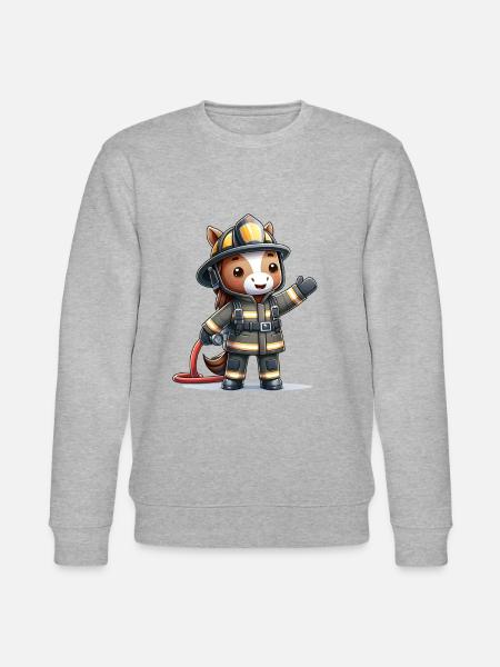 Cute Horse Firefighter - Stanley/Stella CHANGER Unisex Organic Sweatshirt - heather grey