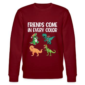 Dinosaur Dino Prehistoric Future - Stanley/Stella CHANGER Unisex Organic Sweatshirt - burgundy - Front - Nik (191cm) & Marisol (170cm)