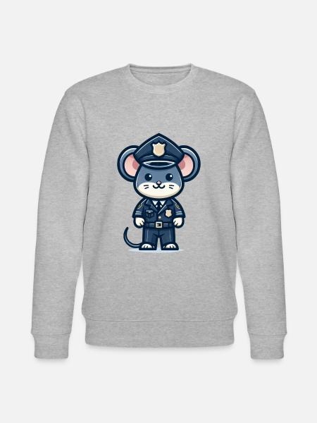 Cute Mouse Police Officer - Stanley/Stella CHANGER Unisex Organic Sweatshirt - heather grey