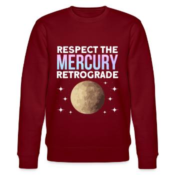 Rückläufige Planeten Merkur Rückläufig - Stanley/Stella Unisex Bio-Sweatshirt CHANGER  - Burgunderrot - Vorne - Nik (191cm) & Marisol (170cm)