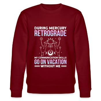 Rückläufige Planeten Merkur Rückläufig - Stanley/Stella Unisex Bio-Sweatshirt CHANGER  - Burgunderrot - Vorne - Nik (191cm) & Marisol (170cm)