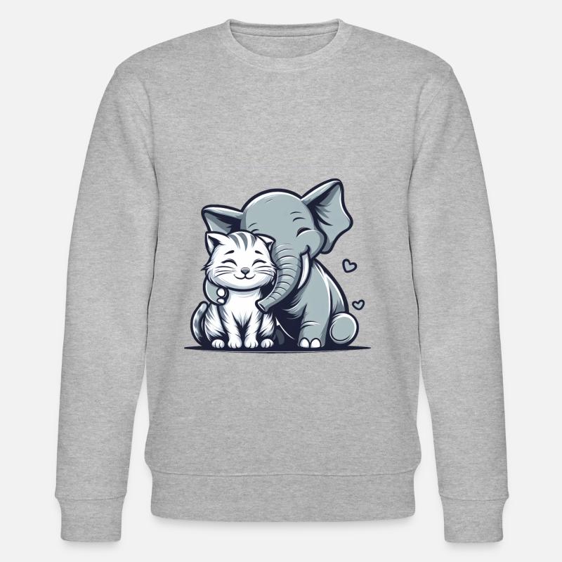 Chat Câlin Et Éléphant Amoureux - Sweat bio CHANGER Stanley/Stella Unisexe - gris chiné