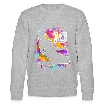 Fußballerin Fußball 10. Geburtstag - Stanley/Stella Unisex Bio-Sweatshirt CHANGER  - Grau meliert - Vorne - Nik (191cm) & Marisol (170cm)