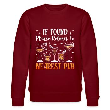 Crawled Pub Crawl Alcohol Drinking - Stanley/Stella CHANGER Unisex Organic Sweatshirt - burgundy - Front - Nik (191cm) & Marisol (170cm)