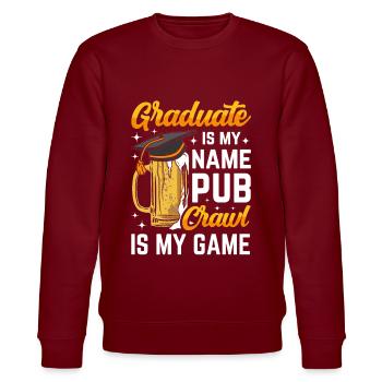 Crawled Pub Crawl Alcohol Drinking - Stanley/Stella CHANGER Unisex Organic Sweatshirt - burgundy - Front - Nik (191cm) & Marisol (170cm)