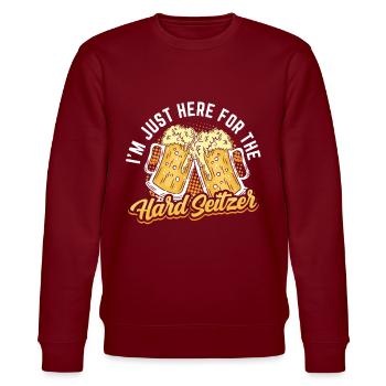 Crawled Pub Crawl Alcohol Drinking - Stanley/Stella CHANGER Unisex Organic Sweatshirt - burgundy - Front - Nik (191cm) & Marisol (170cm)