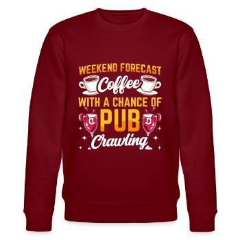 Crawled Pub Crawl Alcohol Drinking - Stanley/Stella CHANGER Unisex Organic Sweatshirt - burgundy - Front - Nik (191cm) & Marisol (170cm)