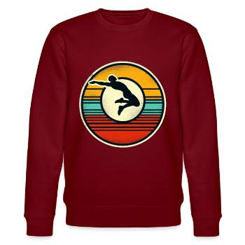 Saut en longueur - Sweat bio CHANGER Stanley/Stella Unisexe - bordeaux - Devant - Nik (191cm) & Marisol (170cm)