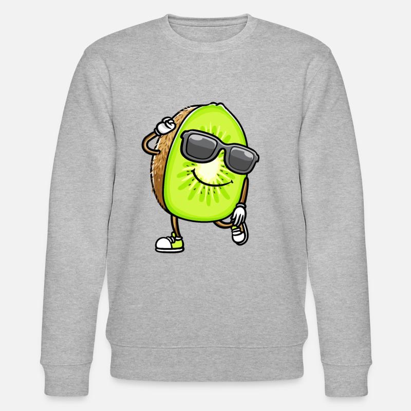 Dancing Kiwi with sunglasses - Stanley/Stella CHANGER Unisex Organic Sweatshirt - heather grey