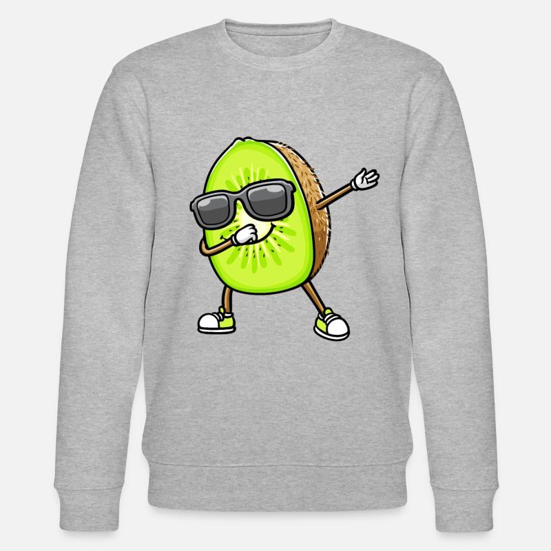 Dancing Kiwi with sunglasses - Stanley/Stella CHANGER Unisex Organic Sweatshirt - heather grey
