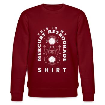 Rückläufige Planeten Merkur Rückläufig - Stanley/Stella Unisex Bio-Sweatshirt CHANGER  - Burgunderrot - Vorne - Nik (191cm) & Marisol (170cm)