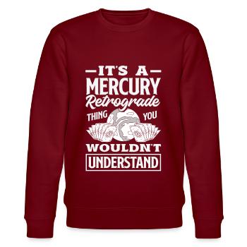 Rückläufige Planeten Merkur Rückläufig - Stanley/Stella Unisex Bio-Sweatshirt CHANGER  - Burgunderrot - Vorne - Nik (191cm) & Marisol (170cm)