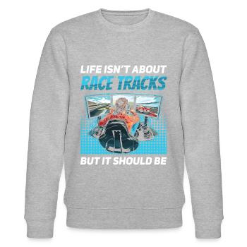 Simulator Cockpit Esports Sim Racing - Stanley/Stella Unisex Bio-Sweatshirt CHANGER  - Grau meliert - Vorne - Nik (191cm) & Marisol (170cm)