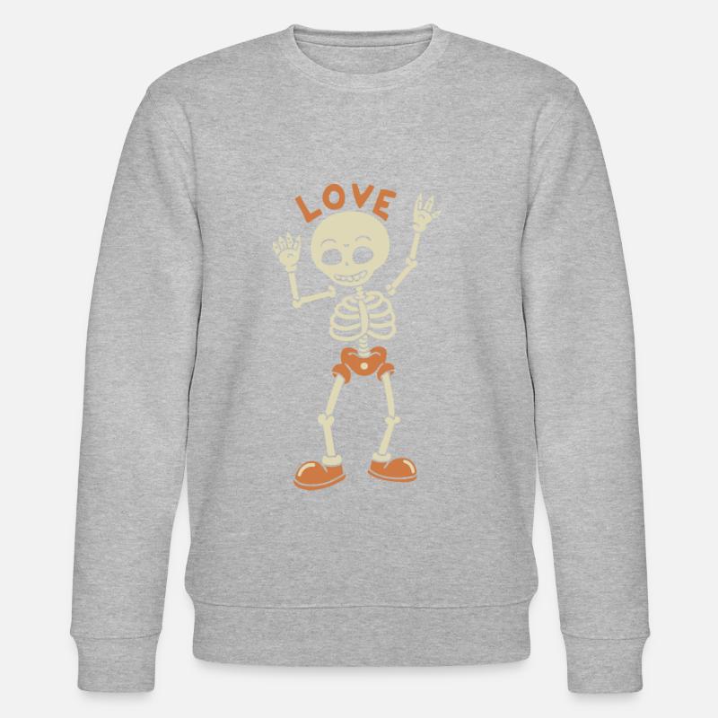 Dancing Skeleton Skull Love Halloween - Stanley/Stella CHANGER Unisex Organic Sweatshirt - heather grey