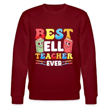 Englischlehrer Englischlerner ELL-Lehrer - Stanley/Stella Unisex Bio-Sweatshirt CHANGER  - Burgunderrot - Vorne - Nik (191cm) & Marisol (170cm)