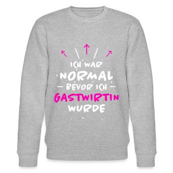 Gastwirtin Spruch Kneipe Fun Gastwirtin Geschenk - Stanley/Stella Unisex Bio-Sweatshirt CHANGER  - Grau meliert - Vorne - Nik (191cm) & Marisol (170cm)